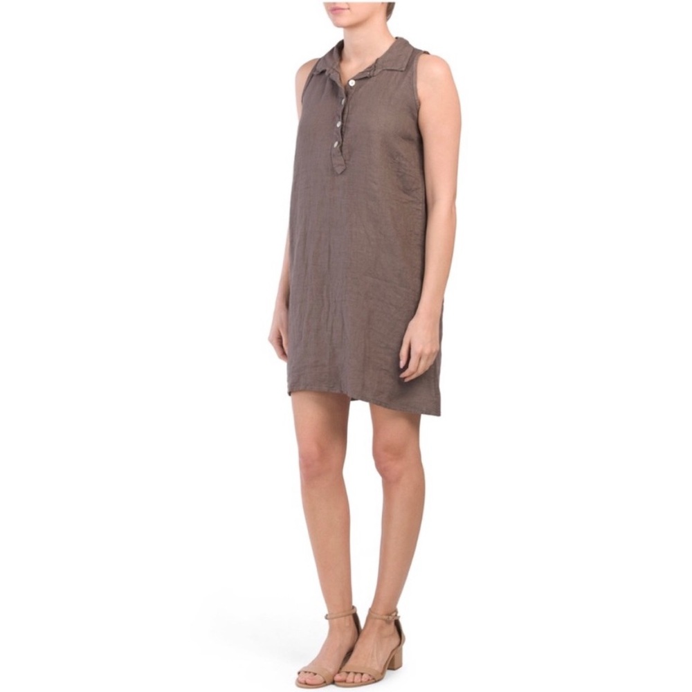 Stella Martini Sleeveless Linen Shift Dress Lagenlook Made in Italy Large NEW